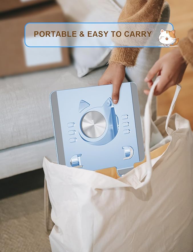 Aoviho Rotating Tablet Stand for Desk - [Adjustable] Drawing Stand for iPad, Portable Aluminum Desktop Holder, Compatible with 4.7–12.9 inch Devices, (Sky Blue)