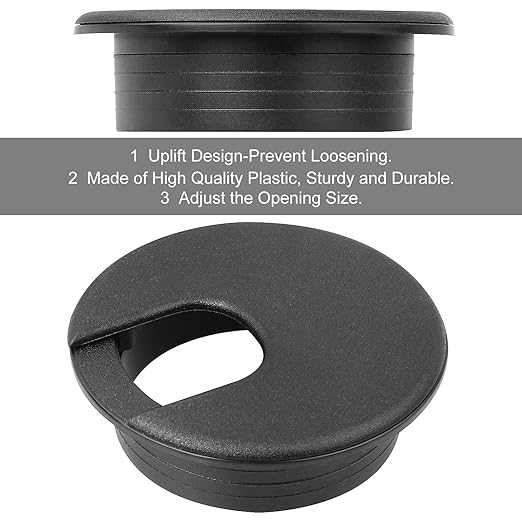 20 Pack 2" Black Plastic Desk Grommet, 2" Hole Cover, Organizers, Cord & Cable Management