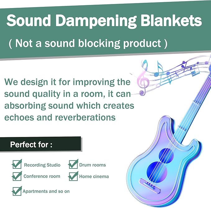 MABOZOO Studio Sound Blanket, Large Soundproof Blanket with Grommets, Heavy Duty Sound Dampening Noise Reducing Divider for Workshop, Basement, Laundry, Acoustic (Black, 96x80'')