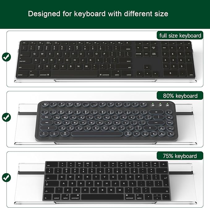 Computer Keyboard Stand Holder - Ergonomic Acrylic Keyboard Stand for Desktop Comfortable Keyboard Tray Riser with Silicone Anti-Slip Strip for Home School Office Desk Accessory 2 Pack, Clear