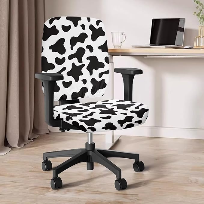 Cow Print Office Chair Covers Stretchable Office Chair Seat Cover 2 Piece Washable Gaming Chair Cover Universal Fit Most Wheelchairs,Computer Chairs,Gaming Chairs