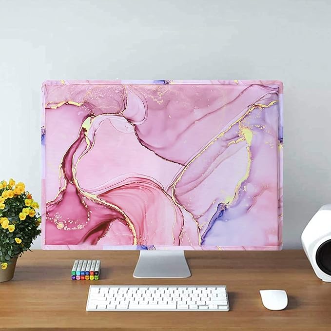 MOSISO Monitor Dust Cover 26, 27, 28, 29 inch Anti-Static Dustproof LCD/LED/HD Panel Case Computer Monitor Cover Sleeve Compatible with iMac 27 inch, 26-29 inch PC, Desktop and TV Marble MO-MBH216