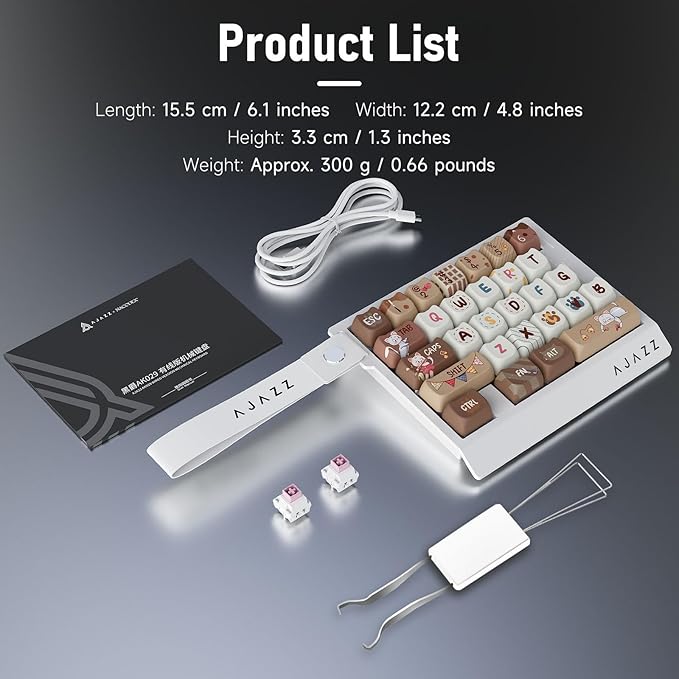 AJAZZ AK029 Wired One Handed Gaming Keyboard,Magnetic Switch, Adjustable Trigger Force, 8KHz Polling, 29 Keys Rapid Fast Mechanical Keyboard, RGB Backlight, SOCD & DKS, Aluminum Plate