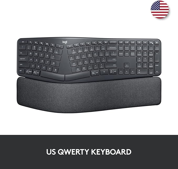 Logitech Ergo K860 Wireless Ergonomic Keyboard & Lift Vertical Ergonomic Mouse, Wireless, Bluetooth or Logi Bolt USB Receiver, Quiet clicks, 4 Buttons - Graphite