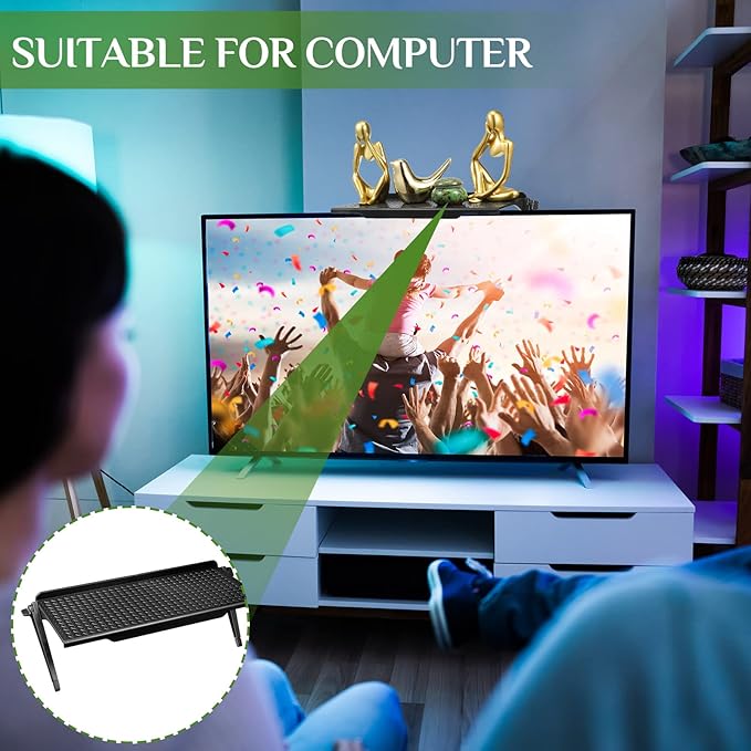 Hoteam 4 Pcs Top of TV Shelf for Cable Box Adjustable TV Top Shelf for Monitor Screen Media Boxes Cellphone Stand Console Home(11.8 x 4.5 Inch)