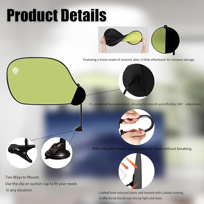 Cubicle Privacy Screen & Adjustable Desk Canopy, Office Partition Shade to Block Overhead Light & Reduce Monitor Glare, Portable Light Shield for Computer Monitors and Laptops (green)