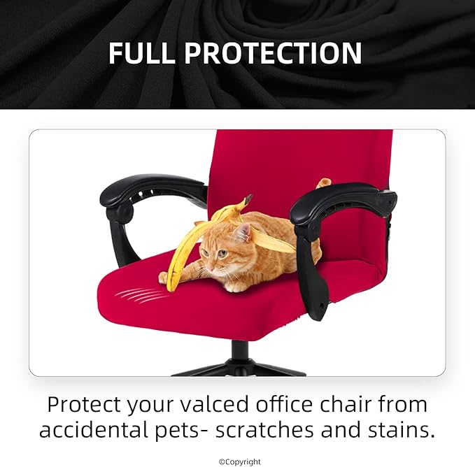 Stretch Computer Office Chair Cover with Durable Zipper - Universal Washable Removable Spandex Rotating Boss Chair Slipcovers - Anti-dust Soft Desk Chair Seat Protector for Dogs, Cats, Pets