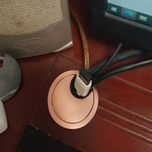2Pcs 2 Inch(50mm) Red-Bronze Zinc Alloy Wire Cord Cable Table Desk Grommet Hole Covers - for Office and Home Desk Cable Management, Desk Hole, Table Hole
