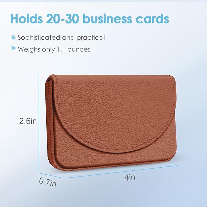 Business Card Holder，PU Leather Business Card Case Color Printing Pattern Card Holder Wallet，Pockets Magnetic Credit Card Holders for Men and Women，Light Brown