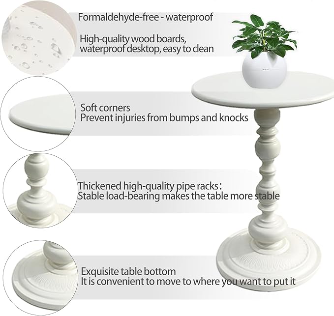 Pedestal White Metal Side Table, Sofa Coffee Table, Small TV Tray Table for The Sofa In the Living Room and Bedroom, Mini Coffee Table is Lightweight and Convenient to Move, 20.47 (H) *13.77 (W)