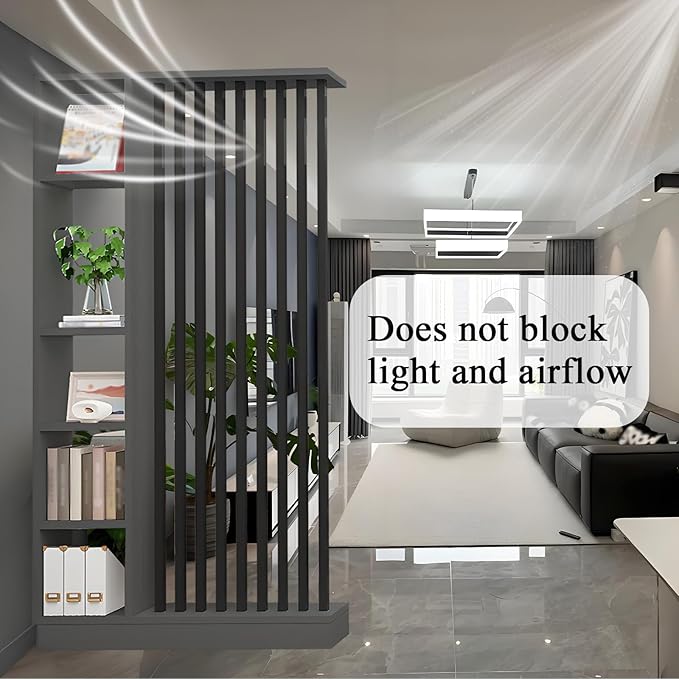 Room Divider with Shelves, Entrance Hall Partition Screen Column Floor to Ceiling - Freestanding Room Divider with Storage Shelf, Freestanding Decor for Bedroom (A Gray + Black, 47.2in / 120cm)
