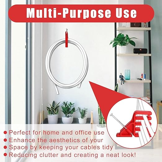 Multi CableStaples Compatible with Romex Clips, Cable Clip Stackers 100 Pack Red with Steel Nails, Electrical Wire stackers, Insulated Cord Staples Multi Cable Wire Clips for Suitable Most Cables