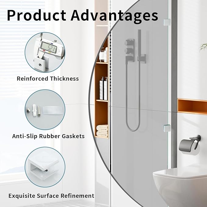 Alise Glass Shelf Brackets 2Pcs, Adjustable Shower Glass Clamps, Heavy Duty Clamp Holder, SUS304 Stainless Steel Brackets for 8-12mm Shelves and Wall Connection, Polished Chrome
