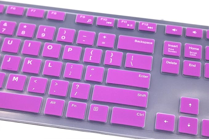 Keyboard Cover Compatible for Dell KM636 KB216 Keyboard, Dell Optiplex 5250 3050 3240 5460 7450 7050, Dell Inspiron AIO 3475 3670 3477, Dell Inspiron 27 7000 7700 7790 All-in-One Keyboard (Purple)