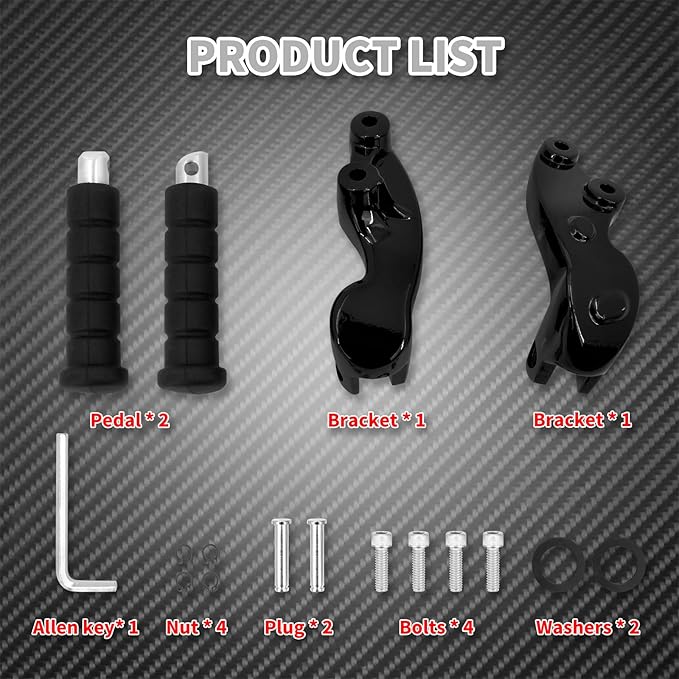 Motorcycle Rear Passenger Foot Pegs Footrest Mount Bracket Fit for Indian Scout 2015-2025 Scout Sixty 2016-2025 Bobber 2018-2025 (Gloss Black)