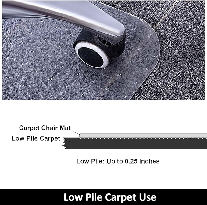 AiBOB Chair Mat for Low Pile Carpet Floors, Flat Without Curling, 60 X 46 in, Office Carpeted Floor Mats for Computer Chairs Desk