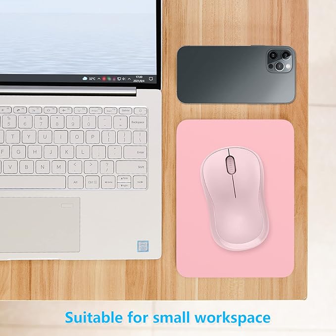 Dapesuom Small Mouse Pad, 6 x 8 Inch Thick Rubber Premium-Textured Non-Slip Portable & Washable Mini Mouse Mat for Women Men Wireless Laptops Keyboard Tray Gaming Work Computer Office Travel, Pink