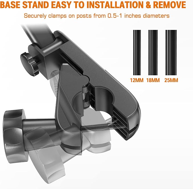 Tablet Holder for Microphone Stand, Mic Stand Tablet Holder for iPad, 360° Adjustable Clip-on Phone Mount for Shee Music Stand, Fits Devices from Screen Size 4.7 to 12.9”