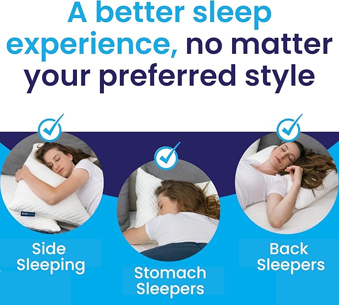 Sidney Sleep Adjustable Curved Pillows for Neck and Shoulder Support with Extra Shredded Fill - Cervical Contour Pillow for Side and Back Sleeper - King Size - 19" x 36" CertiPUR-US Certified (Grey)