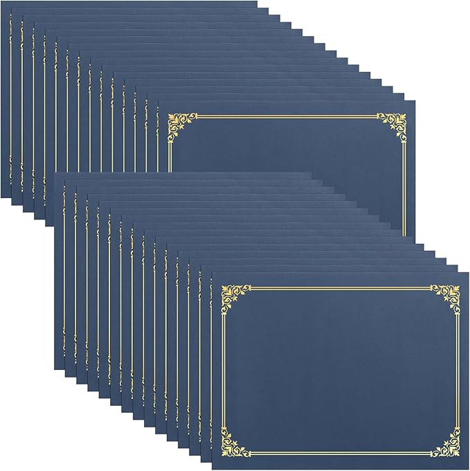 SUNEE Certificate Holders(Navy Blue, 30 Packs), Diploma Covers Gold Foil Border, for Letter Size 8.5x11 Certificates, Cardstock, Document Papers
