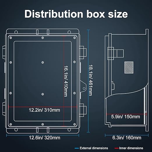 Namunanee Outdoor Electrical Junction Box, ABS Water Resistant Enclosure with Internal Mounting Panel & Hinged Cover, 16.1" H* 12.2" L* 5.9" W
