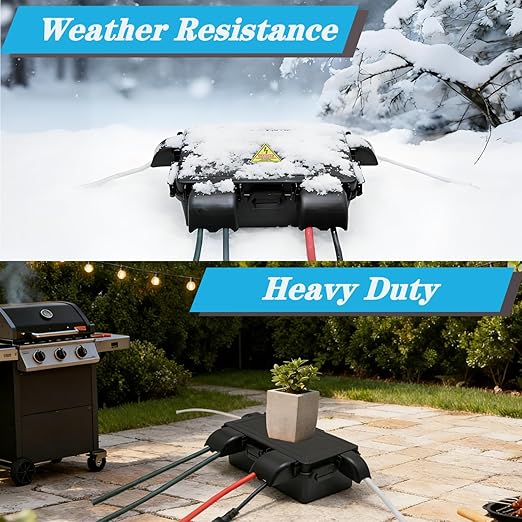 DIQIMIAQ Medium Outdoor Electrical Box(Inner 10.3 * 4.8 * 3.1inch), IP54 Waterproof Extension Cord Cover w/6 Cable Entry, Weatherproof Connection Box Protect for Plug,Connector (Black, 1PCS)