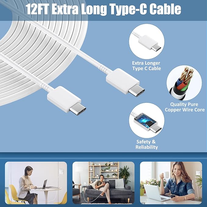 Type C Charger,25W USB C Fast Charger Super Fast Charging Block &12Ft Android Phone Charger Cable Cord for Samsung Galaxy S26/S25/S24/S24 Ultra/S24+/S23/S23 Ultra/S23+/S22/S22 Ultra/S22+/S21/S20