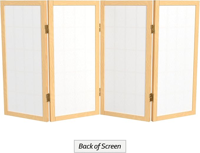 2 ft. Short Desktop Window Pane Shoji Screen - Natural - 4 Panels