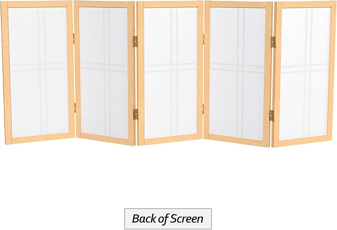 2 ft. Short Desktop Double Cross Shoji Screen - Natural - 5 Panels