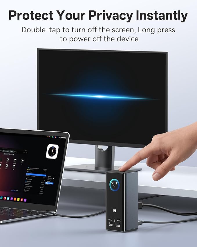 Selore Laptop Docking Station 3 Monitors, Triple 4K Display 3 HDMI 2 DP, Smart Display with Weather,100W PD, 10Gbps USB A/C, Gigabit Ethernet, SD/microSD Reader for Dell/HP/Lenovo/Asus/Acer