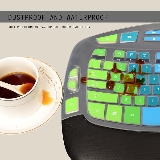 Keyboard Cover for Logitech K350 MK550 MK570 Wireless Wave Keyboard,Colorful Silicone Keyboard Protector Skin for Logitech K350 MK550 MK570 Ergonomic Keyboard Protective Accessories(Utra-Thin)