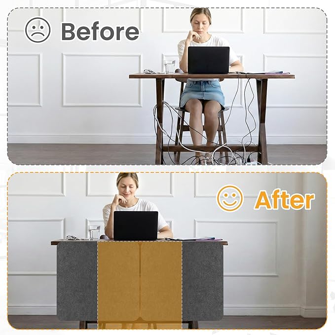 Desk Divider, Clamp On Felt Desk Privacy Panels, Acoustic Sound Absorbing Desk Partition for Office Desk, Reduce Distractions, Dark Gray, 1 Pack, 24 x 24 in