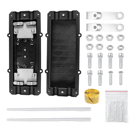 PNGKNYOCN 2 in 2 Out Horizontal Cable Junction Box, 12 Core Fusion Splice Kit Fiber Optic Junction Box Fiber Optic Outdoor Waterproof Protection Box