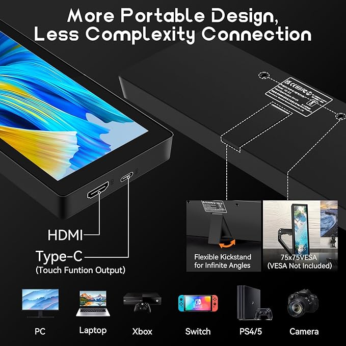 AISHICHEN Upgraded 8.8 Inch Small Touchscreen Monitor, 1920x480 Strectched Bar Monitor, PC Sensor Panel Temperature LCD Display, IPS USB Mini Screen for Raspberry Pi, AIDA64 CPU ARGB Computer Case