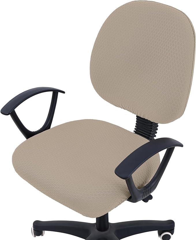 Smiry Stretch Jacquard Office Computer Chair Covers, Removable Washable Universal Desk Rotating Chair Slipcovers Protector, Seat + Backrest Cover, Taupe