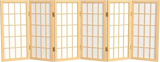 2 ft. Short Desktop Window Pane Shoji Screen - Natural - 6 Panels