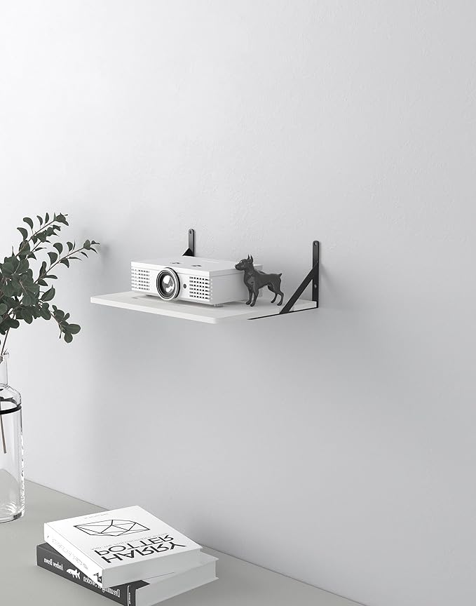 Black White Small Mini Projector Shelf for Wall, Cable Box / Router Shelf,Floating Projector Mount, Holder Stand Accessories