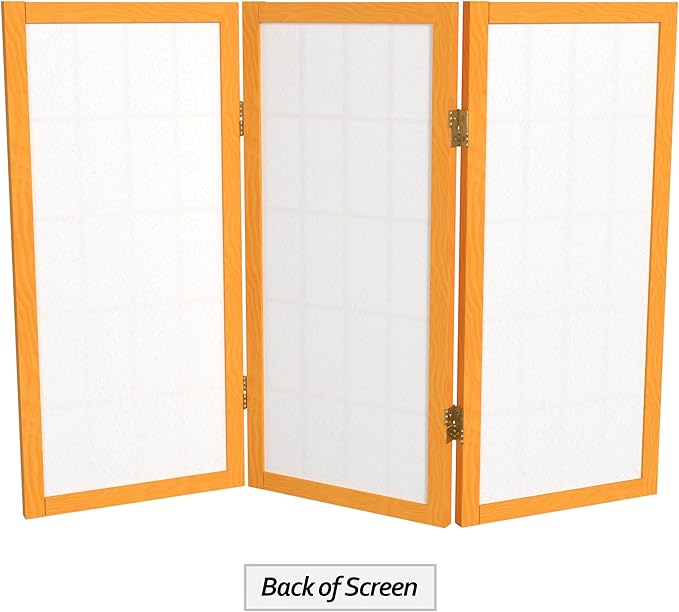 2 ft. Short Desktop Window Pane Shoji Screen - Honey - 3 Panels