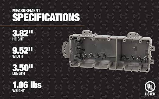 Southwire MSBMMT5G 5 Gang Multi Mount Device Box with Depth Adjustable; Heavy Duty 42lb ; Gray