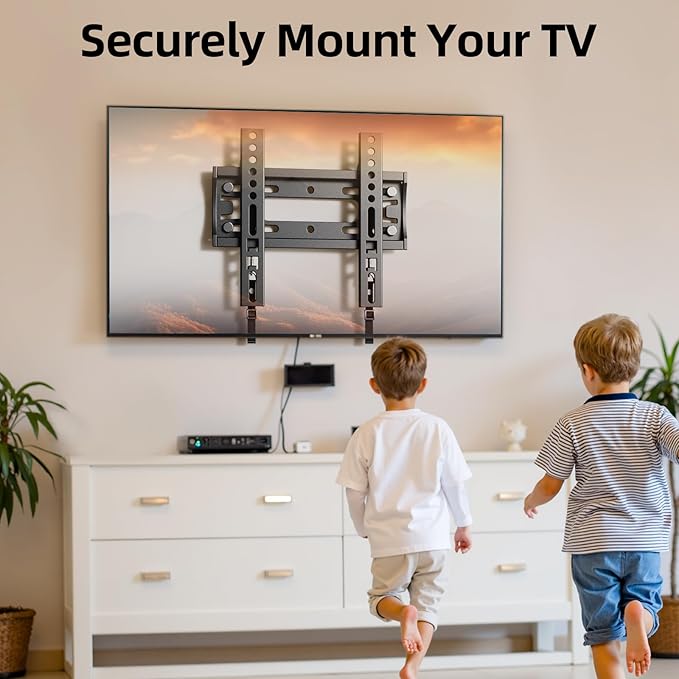 IWOBOARD 32 40 42 inch Fixed TV Monitor Wall Mount for LED LCD TVs & Monitor, Low Profile Small RV TV Mount, Easy Slim Flat Wall Bracket, Max VESA 200x200mm, 66lbs, Single Stud, Fit 19 24 42 inch