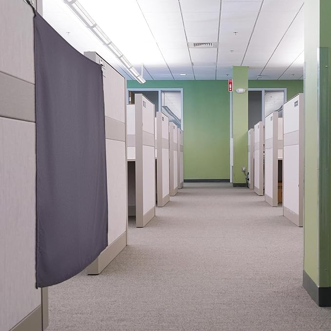 Pinkunn 40 x 48 Inch Office Cubicle Curtain with Stainless Steel Self Adhesive Hook Portable Privacy Door Partition Room Office Divider(Gray Brown)
