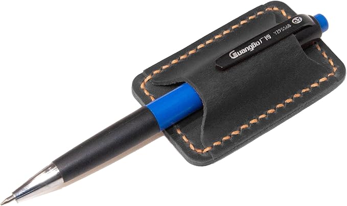 Handmade Leather Pen Holder Clip Notebook Pen Loop Stylish, Leather Pen Holderfor Books, notebook pen pencil holder clip and Practical Pen Organizer (Single Pen Holder (Black))