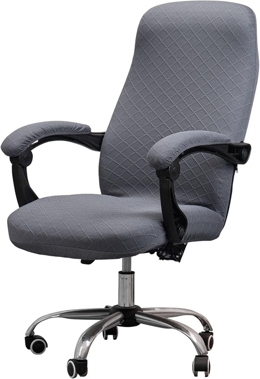 Melaluxe Office Chair Cover with Armrest Covers， Universal Stretch Desk Chair Cover, Computer Chair Slipcovers (Size: L) - Dark Gray