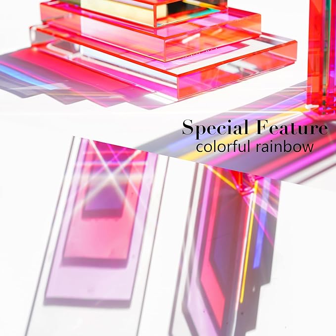 6Lbs Heavy Crystal Bookends Square Geometric Crystal Bookends Decorative Bookends for Shelves Stylish Book Stoppers for Heavy-Duty Use Non Skid Sturdy(1 Pair,Colorful)