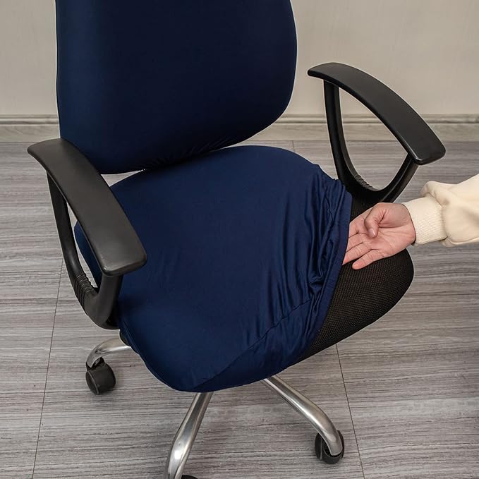 Melaluxe Computer Office Chair Covers, Protective & Stretchable Universal Chair Cover, Stretch Rotating Chair Slipcover (Navy)
