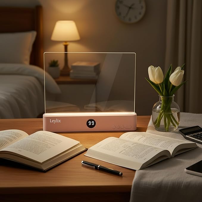 LED Flat Book Light for Reading in Bed, Eye Care Stepless Dimmable Reading Lamp with 1-99 Min Auto-Off Timer, Portable USB Rechargeable 1200mAh Battery for Night Time & Travel (Rose Gold)