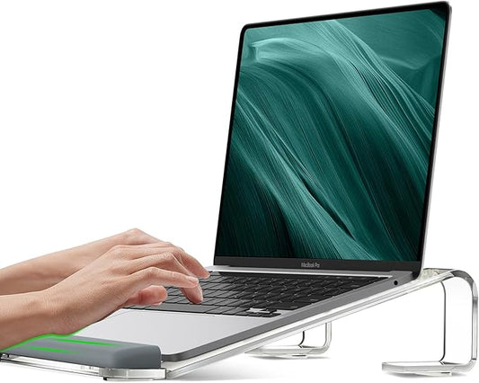 JCZT Clear Acrylic Laptop Stand for Desk, with Wrist Rest, Ergonomic Detachable Mount Compatible with 10-17'' All Laptops Such as MacBook Air Pro/HP/Dell/Lenovo