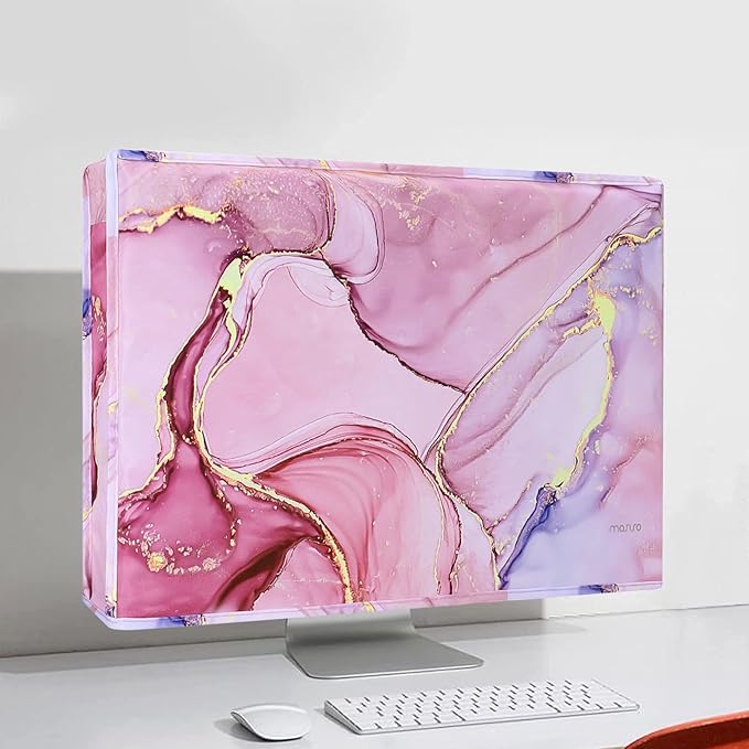 MOSISO Monitor Dust Cover 26, 27, 28, 29 inch Anti-Static Dustproof LCD/LED/HD Panel Case Computer Monitor Cover Sleeve Compatible with iMac 27 inch, 26-29 inch PC, Desktop and TV Marble MO-MBH216