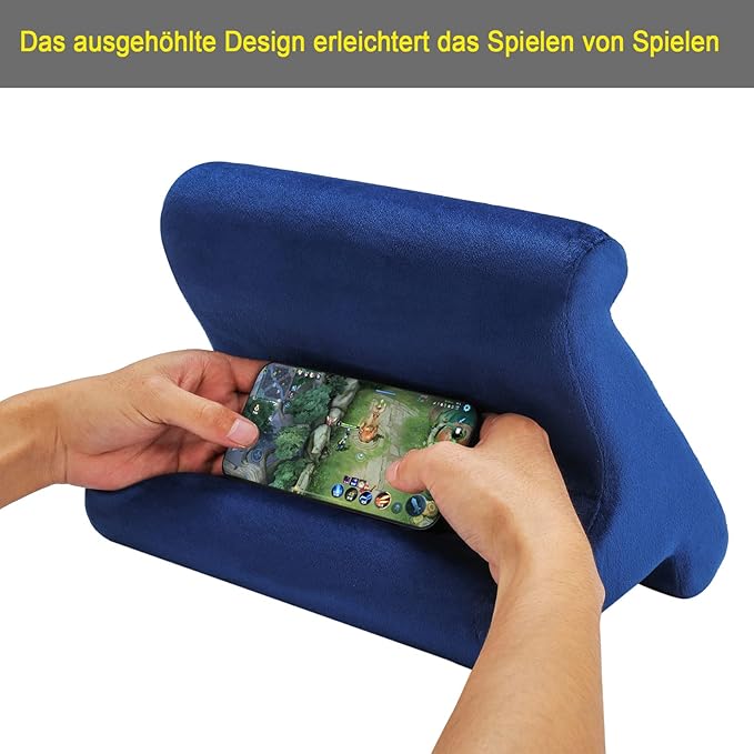SAMHOUSING Tablet Pillow Stand Holder Dock for Bed with 3 Viewing Angles, Compatible with All Tablets,Phones and iPad Pro 9.7, 10.5,12.9 Air Mini 4 3, Kindle, E-Reader and Books(Navy)