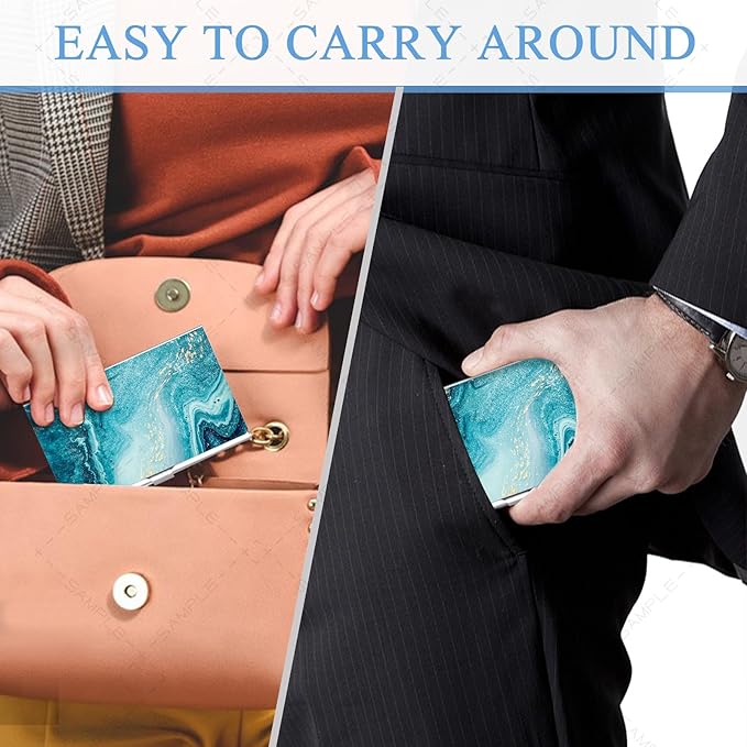 Business Card Holder，Color Printing Men's and Women's Business Card Case，Ultra-Thin Metal Business Card Organizer，Carry-on Pocket Wallet Business Card Holder